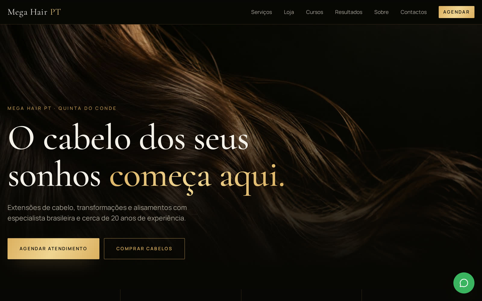 Entrada do site Mega Hair